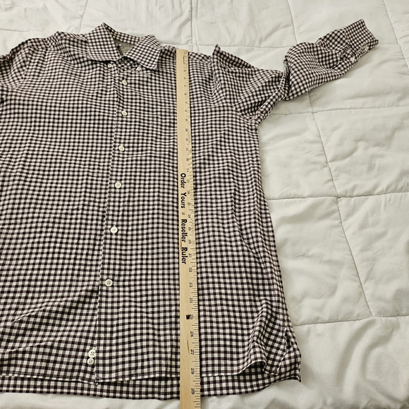 Canali Shirt Mens Medium Purple Gingham Check Cotton Button Up Longsleeve Italy - Picture 11 of 12
